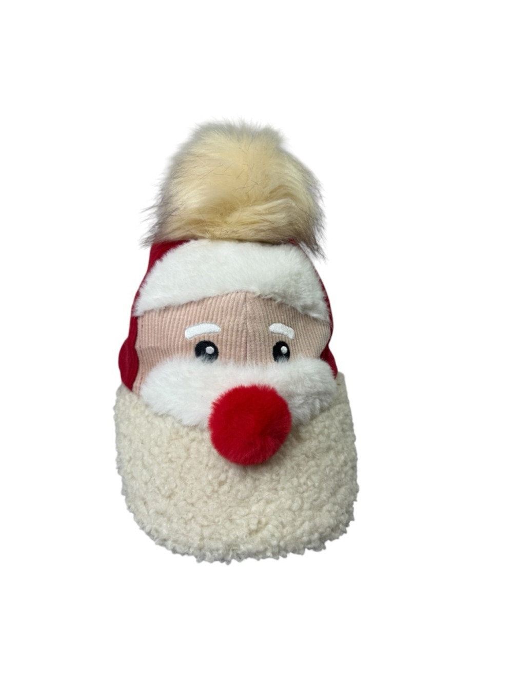 Funny Santa Hat Plush Beard Face Christmas Holiday Novelty Cap Adjustable
